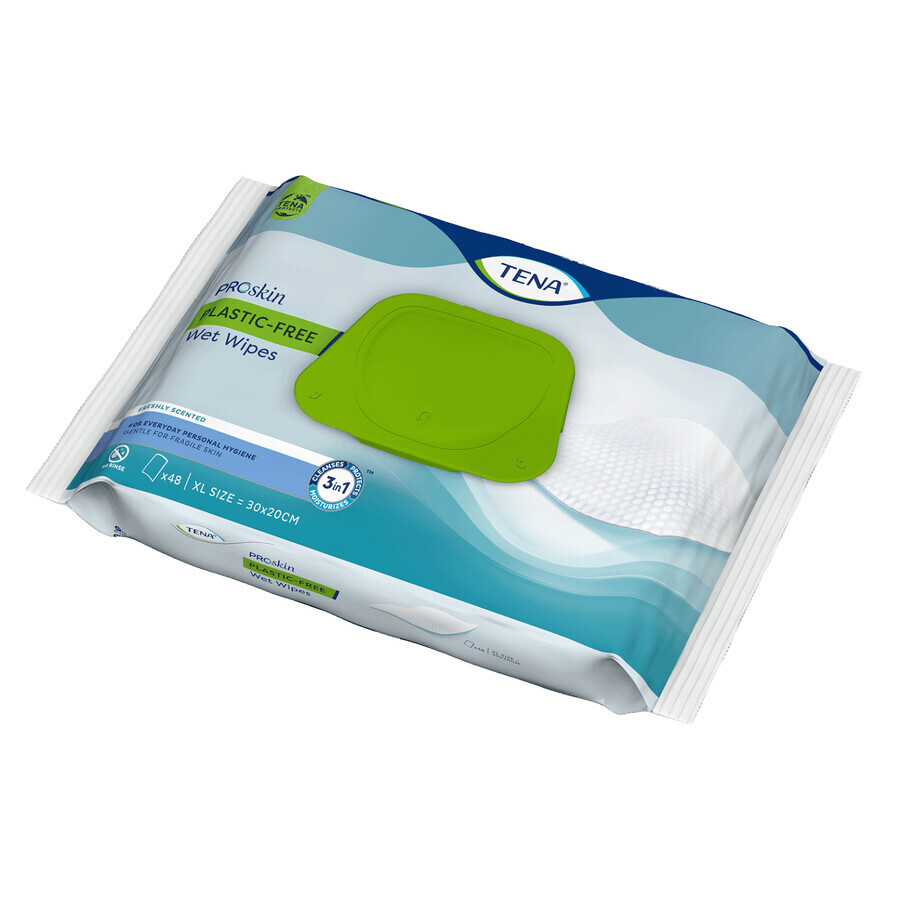 Tena ProSkin Plastic-vrije vochtige doekjes, 48 stuks