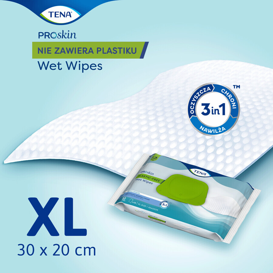 Tena ProSkin Plastic-vrije vochtige doekjes, 48 stuks