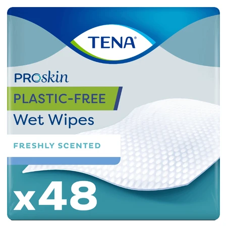 Tena ProSkin Plastikfreie Feuchttücher, 48 Stück