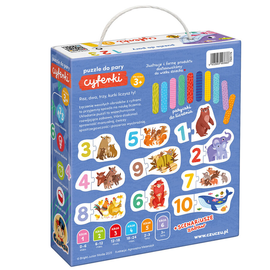 CzuCzu Puzzles to pair Numbers, puzzles for children, from 3 years old, 48 elements