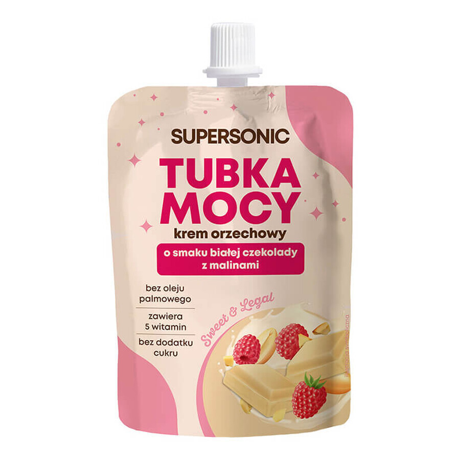 Supersonic Tube of Power, peanut cream, white chocolate raspberry flavor, 50 g