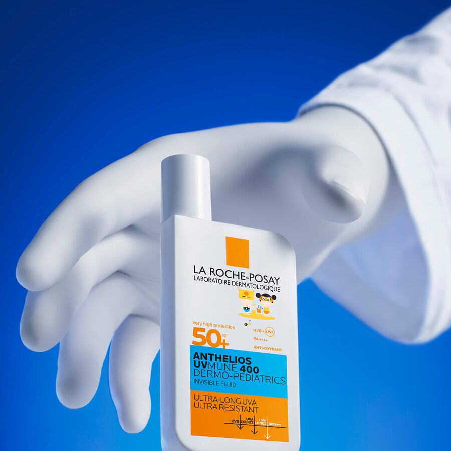 La Roche-Posay Anthelios UVMune 400 Dermo-Pediatrics, fluido de protección facial para niños, FPS 50+, 50 ml + toalla de playa gratuita