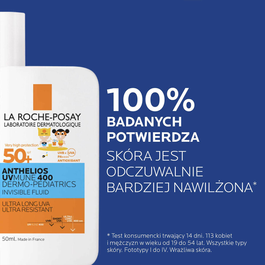 La Roche-Posay Anthelios UVMune 400 Dermo-Pediatrics, fluido de protección facial para niños, FPS 50+, 50 ml + toalla de playa gratuita