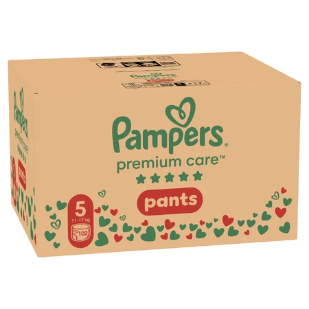 Pampers Premium Care Pants set, pañales, talla 5, 12-17 kg, 2 x 102 piezas