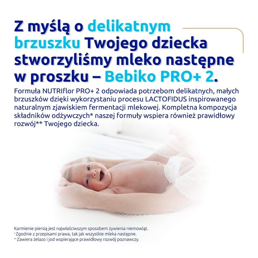 Set Bebiko Pro+ 2 Nutriflor Pro+, leche de continuación, a partir de 6 meses, 3 x 700 g + Ziajka, gel lavacabezas y corporal para niños, a partir de 6 meses, 400 ml gratis