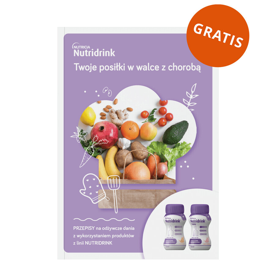 Set Nutridrink, preparato nutrizionale, gusto vaniglia, 8 x 125 ml + libretto di ricette in omaggio