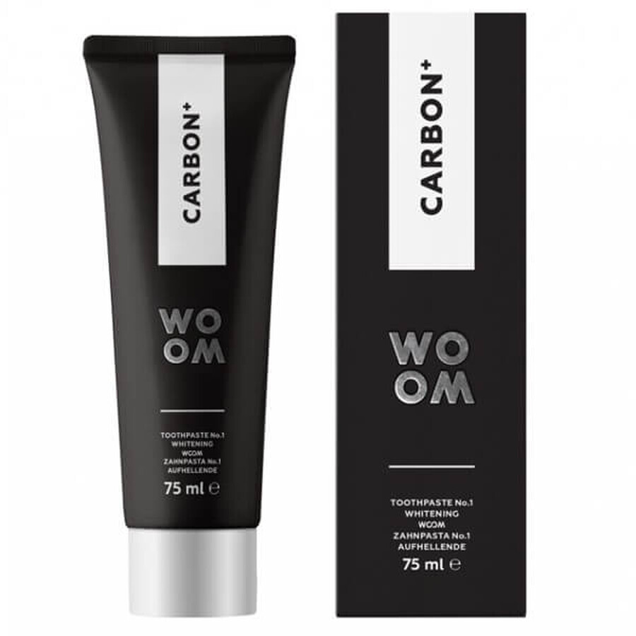 Woom Carbon+, whitening toothpaste with activated carbon, 75 ml