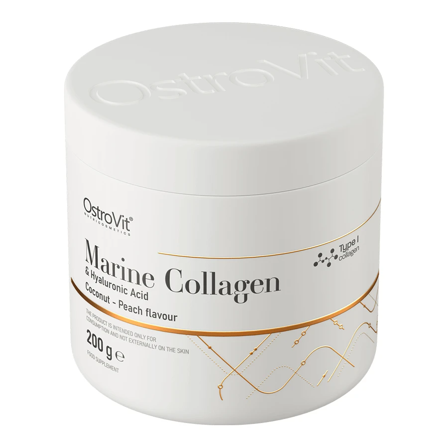 OstroVit Marine Collagen + Hyaluronic Acid, coconut-peach flavor, 200 g