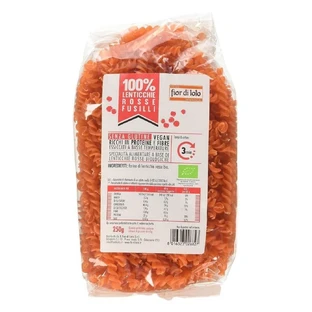 Fusilli pasta met glutenvrije rode linzen, 250 g, Fior Di Loto