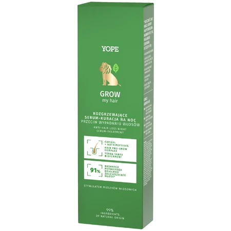 Yope Grow My Hair, sérum de nuit chauffant-cure contre la chute des cheveux, 110 ml