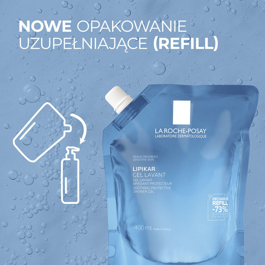 La Roche-Posay Lipikar, gentle cleansing gel for face and body, sensitive skin, 400 ml