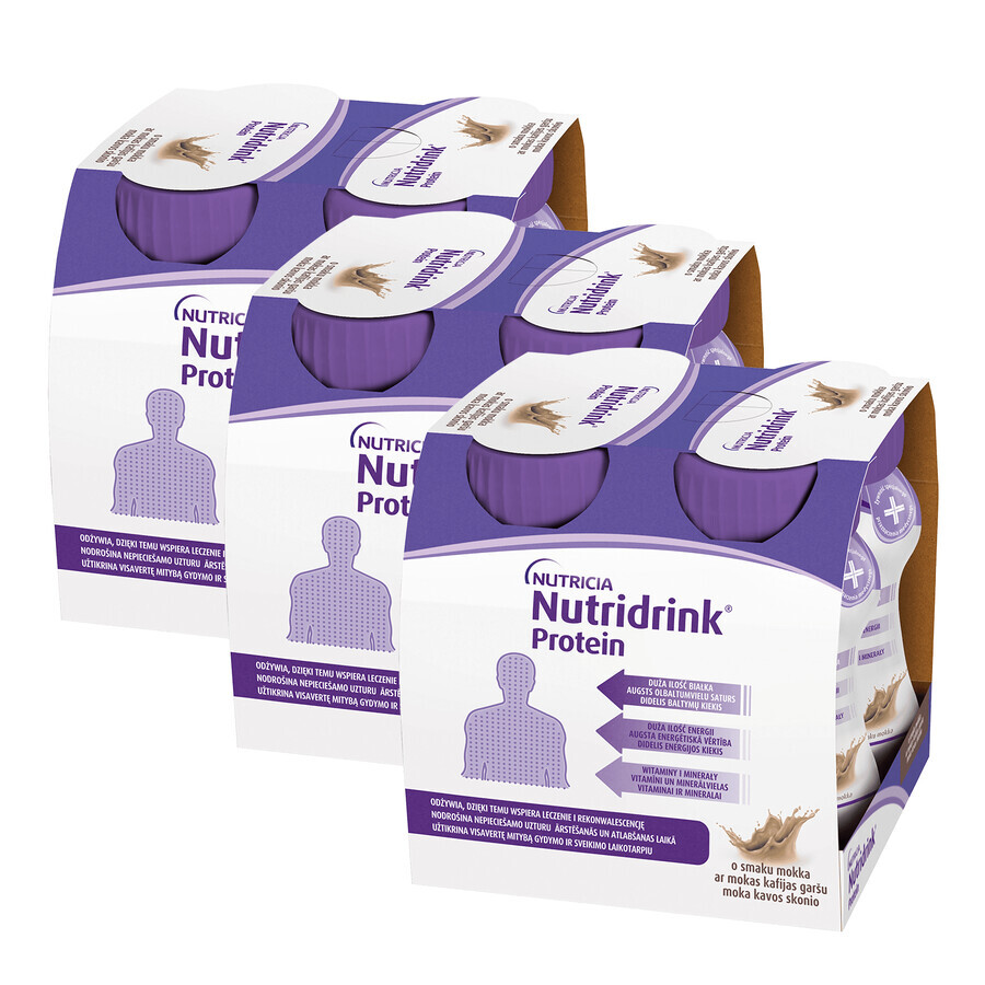 Kit di proteine Nutridrink, preparazione nutrizionale, gusto moka, 12 x 125 ml