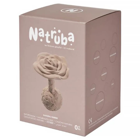 Natruba, Naturkautschuk-Beißring mit Rassel, rosa, ab Geburt, 1 Stück