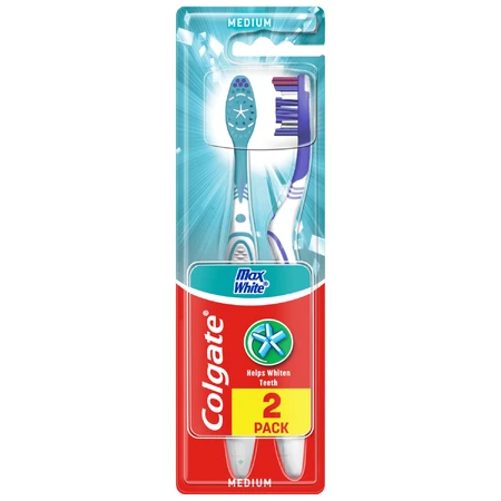Colgate Max White, toothbrush, medium, 2 pieces