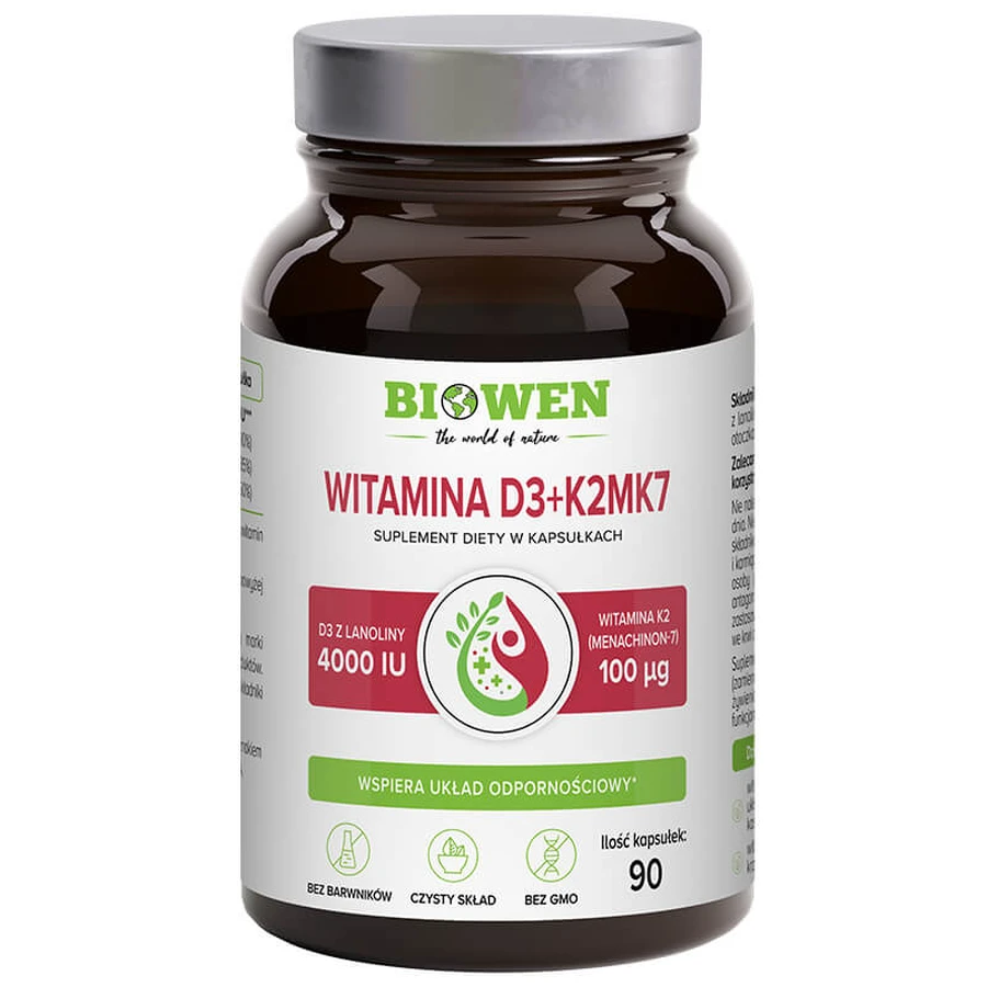 Biowen Vitamins D3 + K2MK7, 90 capsules