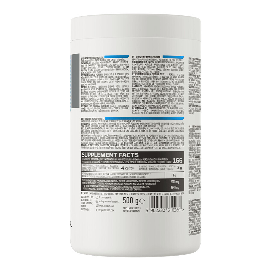 OstroVit Creatina monoidrato, gusto naturale, 500 g