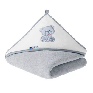 AKUKU, peignoir de bain, avec capuche, 100 x 100 cm, 100% coton, ourson gris, 1 pièce
