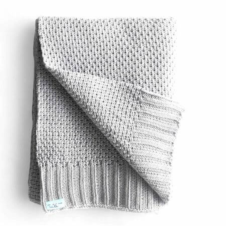Baumwoll-Strickdecke Moos, 80x100 cm, Grau, Tuxi