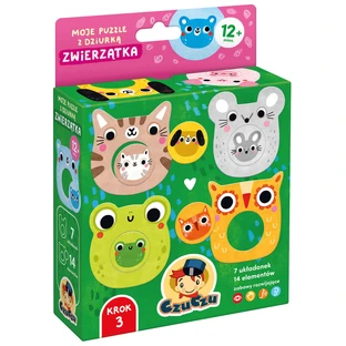 CzuCzu Zwierzątka, puzzle z dziurką dla dzieci, od 12 miesięcy, 14 elementów