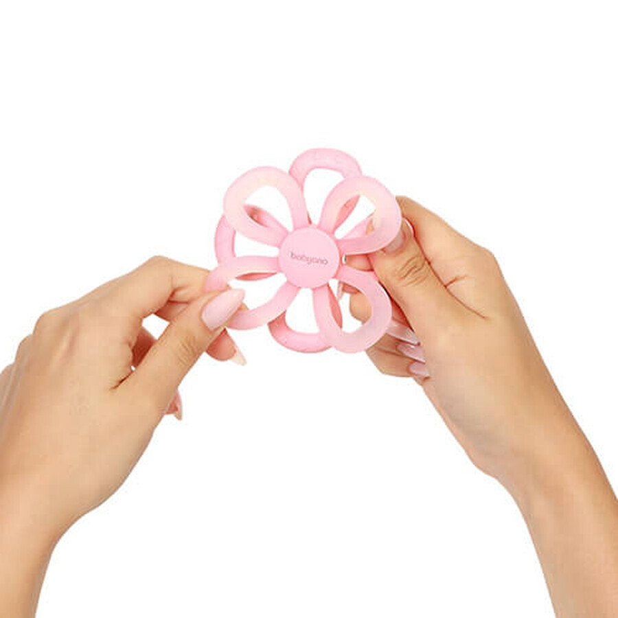 BabyOno, siliconen bijtring, bloem, roze, vanaf de geboorte, 1 stuk