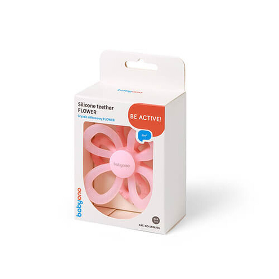 BabyOno, siliconen bijtring, bloem, roze, vanaf de geboorte, 1 stuk