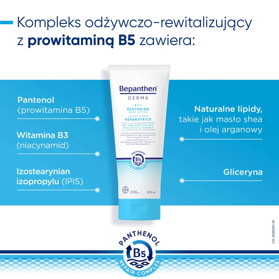 Bepanthen Derma Restoring, feuchtigkeitsspendende und revitalisierende Körperlotion, 200 ml