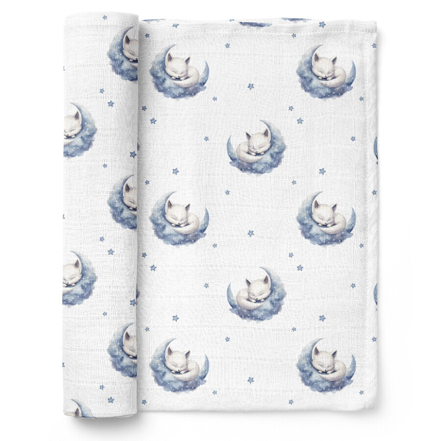 Bocioland, bamboo diaper, 110 x 110 cm, sleeping foxes, 1 piece