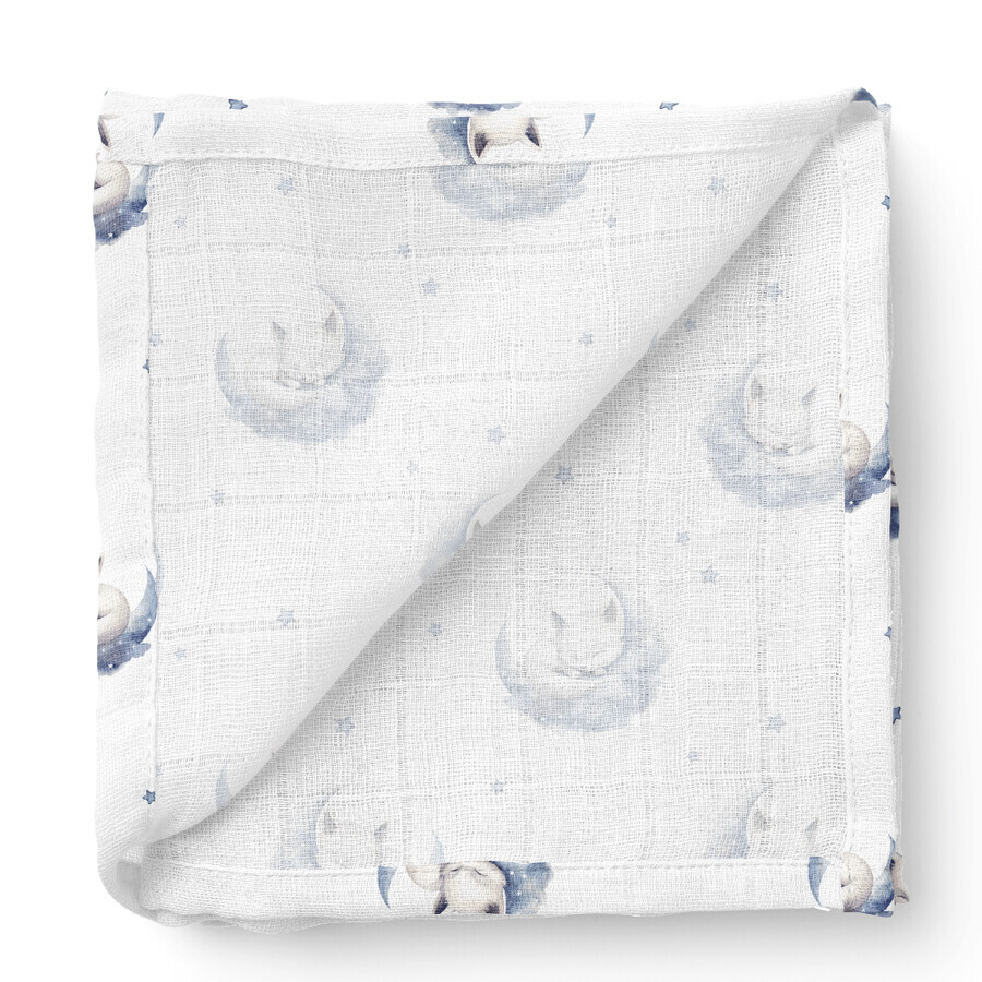 Bocioland, bamboo diaper, 110 x 110 cm, sleeping foxes, 1 piece