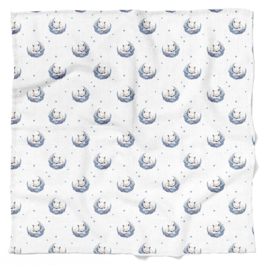 Bocioland, bamboo diaper, 110 x 110 cm, sleeping foxes, 1 piece