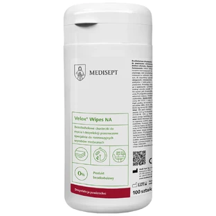 Medisept Velox Wipes NA, toallitas sin alcohol para limpiar y desinfectar superficies, 100 unidades