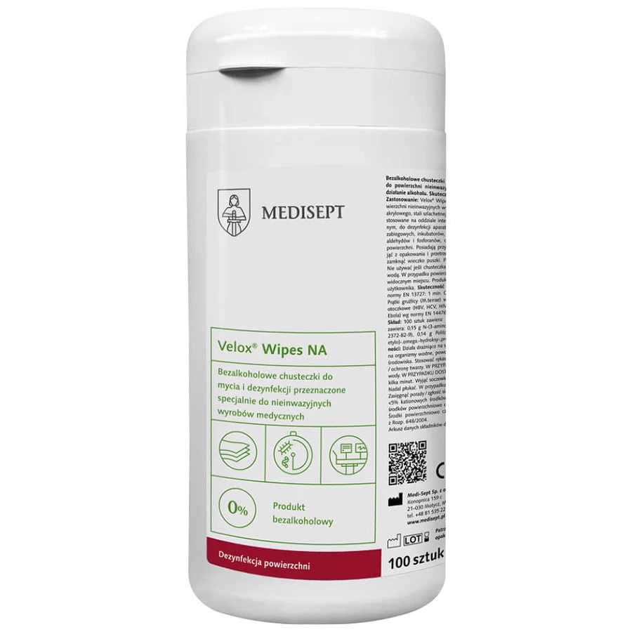Medisept Velox Wipes NA, alkoholfreie Tücher zur Reinigung und Desinfektion von Oberflächen, 100 Stück