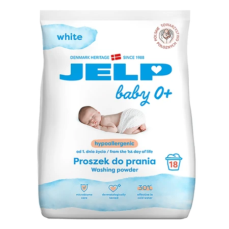 Jelp Bebé 0+, detergente hipoalergénico, blanco, 1,35 kg + peluche de regalo