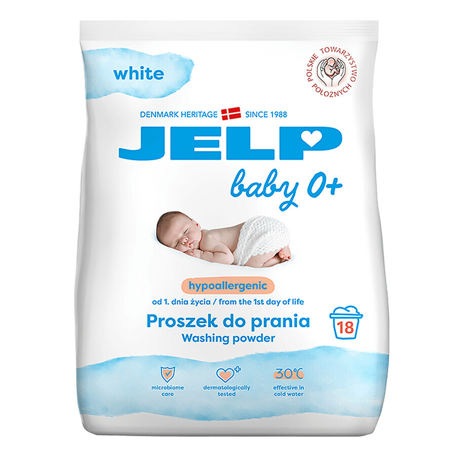 Jelp Baby 0+, lessive hypoallergénique, blanc, 1,35 kg + ourson gratuit