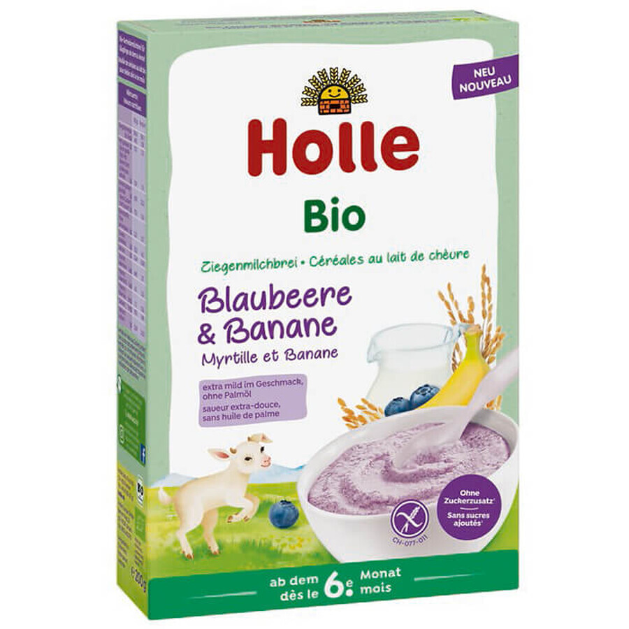Holle Bio rijstepap, bosbes en banaan met geitenmelk, glutenvrij, vanaf 6 maanden, 200 g