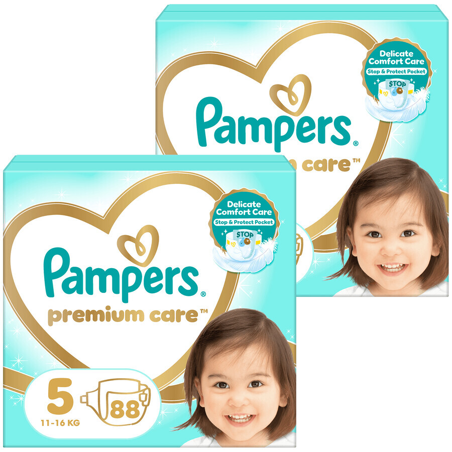 Pampers Premium Care set, luiers maat 5, 11-16 kg, 2 x 88 stuks