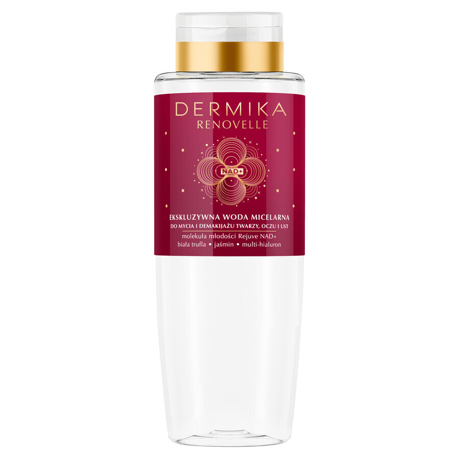 Dermika Renovelle, agua micelar exclusiva para limpiar y desmaquillar el rostro, los ojos y los labios, 400 ml.