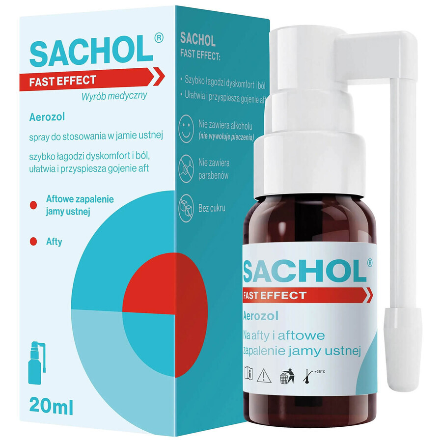 Sachol Fast Effect, pentru stomatită aftoasă și aftoasă, spray, 20 ml
