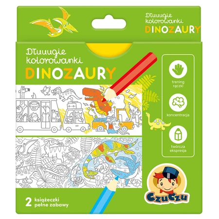 CzuCzu Long livre de coloriage Dinosaures, 2 livres pour enfants, à partir de 4 ans