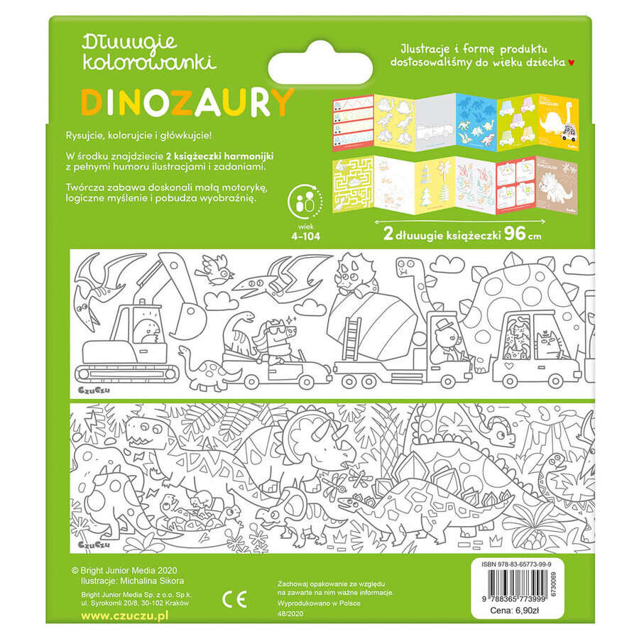 CzuCzu Long coloring books Dinosaurs, 2 books for children, from 4 years old
