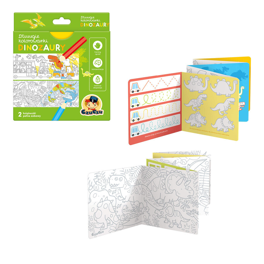 CzuCzu Long coloring books Dinosaurs, 2 books for children, from 4 years old