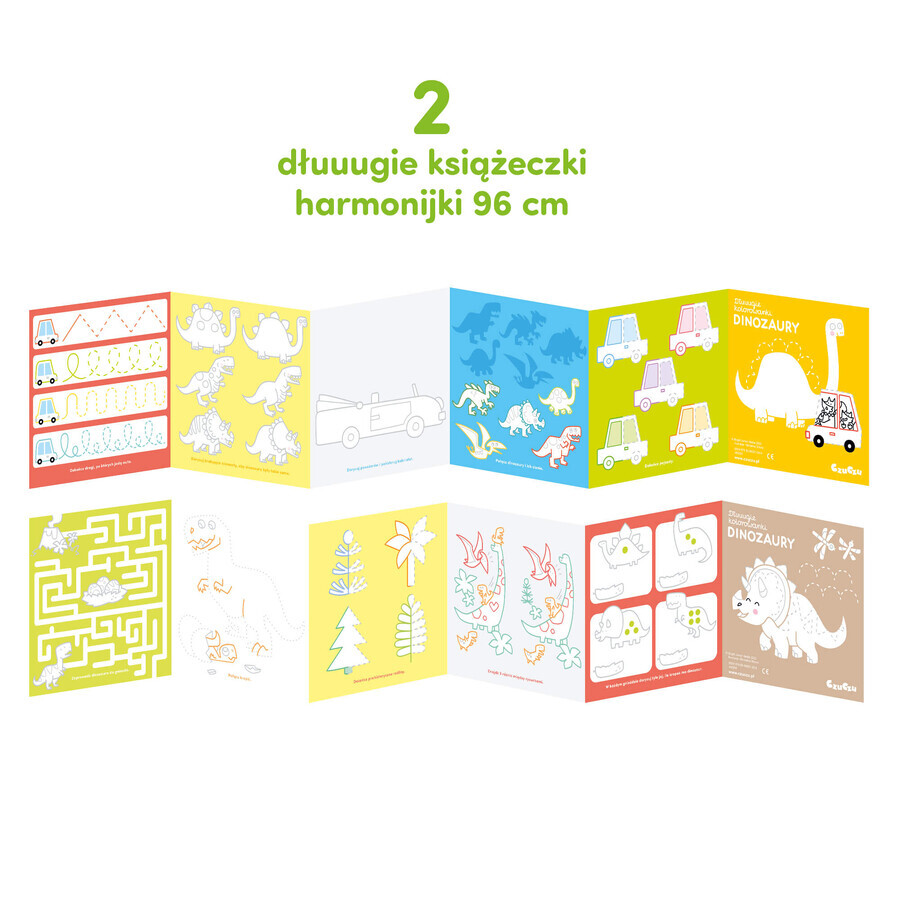 CzuCzu Long coloring books Dinosaurs, 2 books for children, from 4 years old