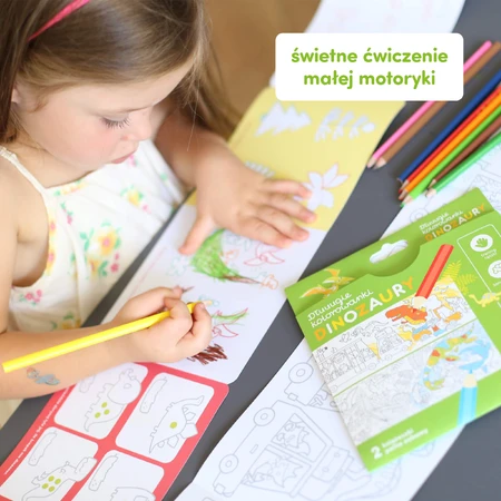 CzuCzu Long livre de coloriage Dinosaures, 2 livres pour enfants, à partir de 4 ans