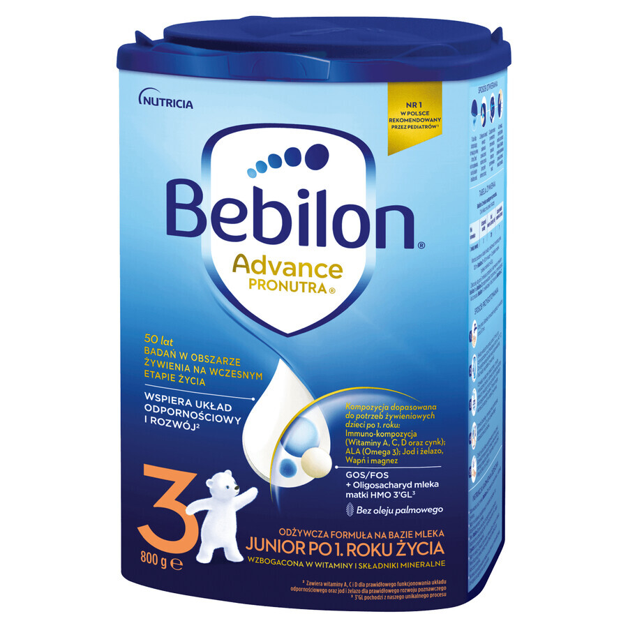 Set Bebilon Advance Pronutra 3 Junior, lait maternisé nutritif, après 1 an, 2 x 800 g + Canpol Babies, set de jouets pour le bain, 5 pièces gratuites