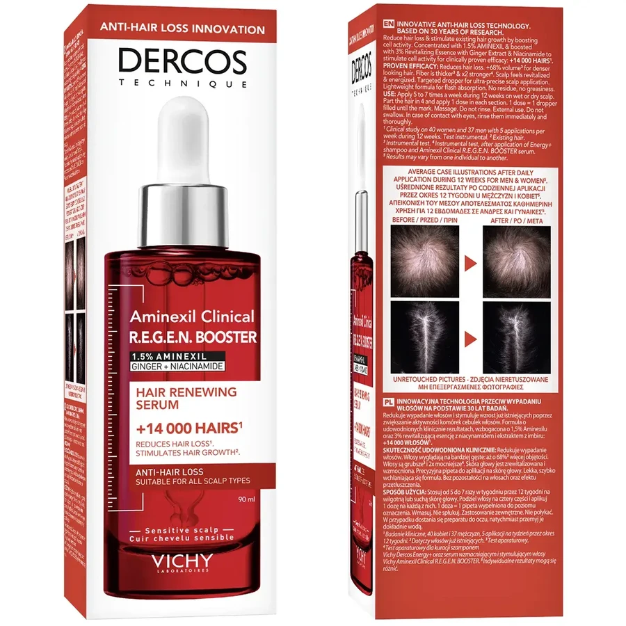 Vichy Dercos Aminexil Clinical Booster, suero capilar, 90 ml