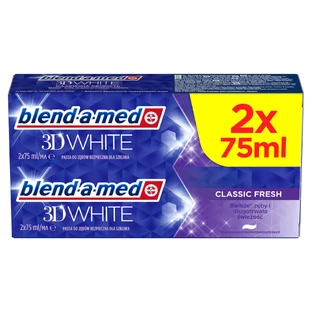 Blend-a-med 3D White, pasta dentífrica, Classic Fresh, 2 x 75 ml