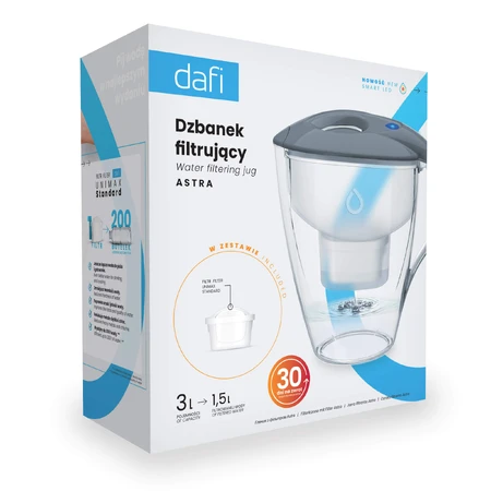 Dafi Astra Led, jarra filtrante, acero, 3 l + filtro Unimax, 1 pieza