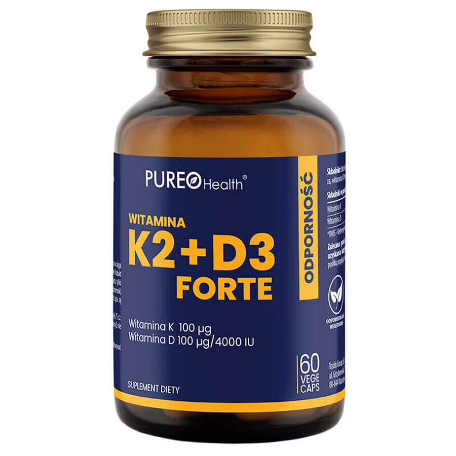 Pureo Health Vitaminas K2+D3 Forte, 60 cápsulas