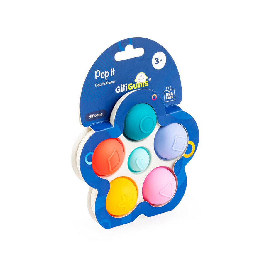 Dumel GiliGums, jouet sensoriel, Coloured Shapes Pop It, à partir de 3 mois, 1 pièce