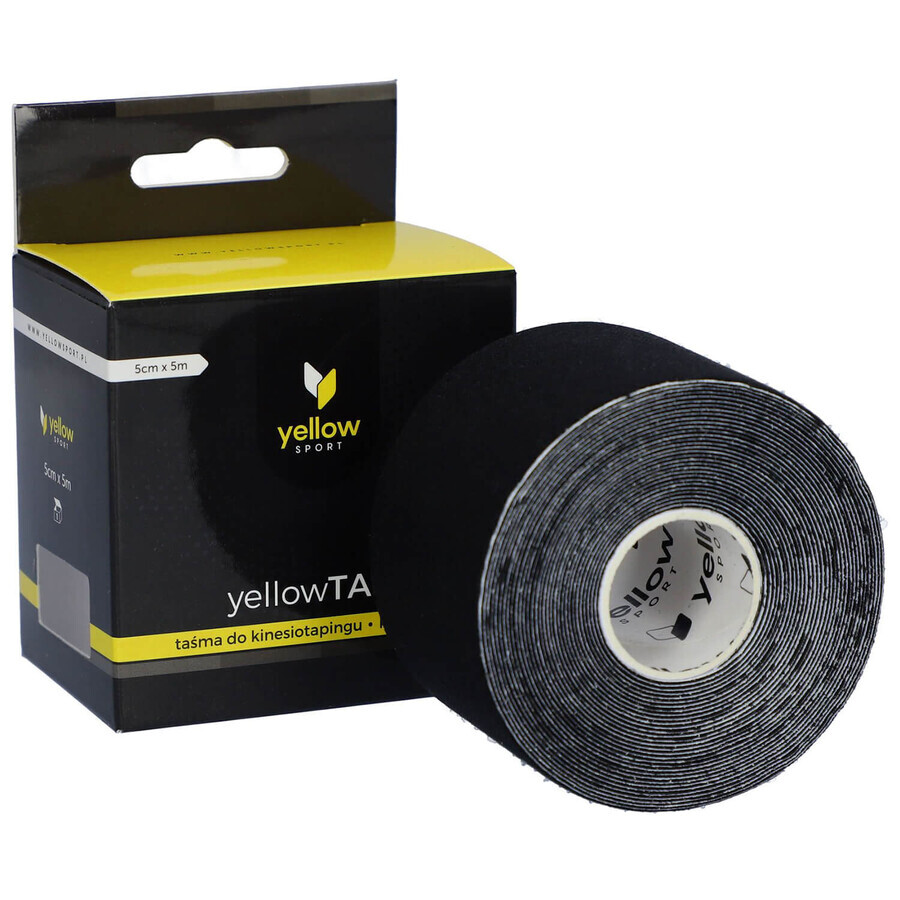YellowSport YellowTape, kinesiotaping tape, black, 5 cm x 5 m