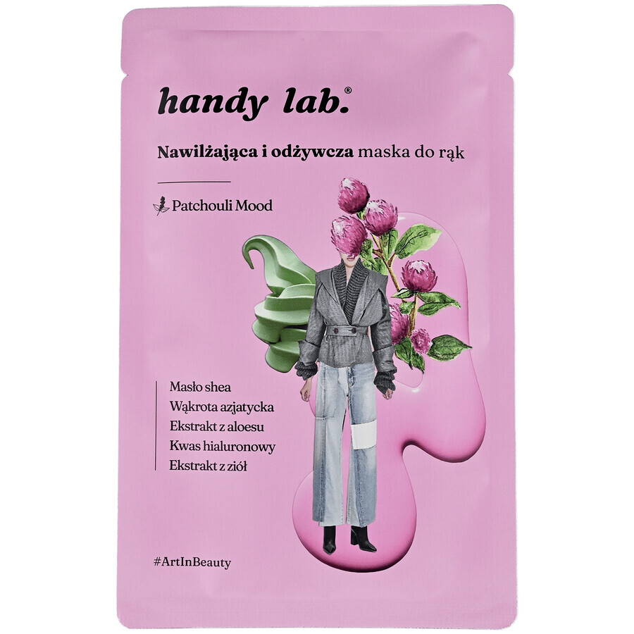 handy lab. Patchouli Mood, hydraterend en revitaliserend handschoenmasker, 26 g.